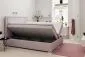 Łóżko kontynentalne DENNERY 160 ciemno niebieskie velvet z pojemnikiem i materacem | MIRAT. styl GLAMOUR