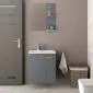 Lustro łazienkowe L-WOOD 59 cm antracyt z półkami dąb castello | MIRAT kolekcja L-WOOD