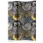 Parawan dwustronny Kwiaty 135x172 cm 3-częściowy szary | MIRAT.