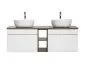 Szafka pod umywalkę ICONIC WHITE 60cm + ICONIC WHITE 60cm + SANTA FE OAK 81-01-A ryflowane fronty zestaw z blatem I sklep meblowy MIRAT. styl RYFLOWANY