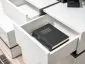 Meblościanka CROSS biały połysk do salonu z elementami w kolorze drewna | MIRAT.  kolekcja CROSS