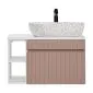 Szafka pod umywalkę ICONIC ROSE 60cm + ICONIC WHITE 20cm zestaw z blatem ryflowane fronty I sklep meblowy MIRAT. styl RYFLOWANY