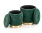 Zestaw puf POLLY VELVET ciemno zielony ze schowkiem | MIRAT. styl GLAMOUR