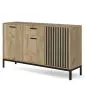 Komoda LAMINO KM-1 154cm dąb craft/czarna z lamelami I sklep meblowy MIRAT. styl LOFT kolekcja LAMINO