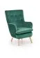 Fotel RAVEL VELVET ciemno zielony/naturalne drewno pikowany | MIRAT.