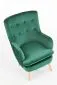 Fotel RAVEL VELVET ciemno zielony/naturalne drewno pikowany | MIRAT.