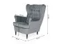 Fotel HARRY VELVET szary tapicerowany pikowany | MIRAT. w stylu GLAMOUR, VINTAGE kolekcja