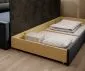 Welurowa sofa rozkładana z funkcją spania FULGEO szara/granatowa prawa I sklep meblowy MIRAT.