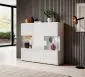 Komoda wysoka TOLEDO 3D1S 147 biała połysk HELVETIA | MIRAT. w stylu GLAMOUR kolekcja