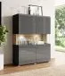 Komoda wysoka TOLEDO 2D 122 antracyt połysk/dąb grandson HELVETIA | MIRAT. w stylu LOFT kolekcja
