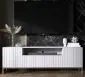 Szafka RTV TAL 2D1K 150cm biała mat trzydrzwiowa I sklep meblowy MIRAT. styl GLAMOUR, RYFLOWANY kolekcja TAL