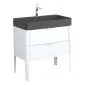 Umywalka meblowa kwarcowa VIBE 80 cm czarna mat z otworem | MIRAT