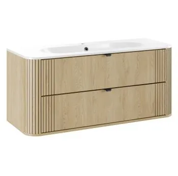 Szafka pod umywalkę OVALIA CREMONA 2S 120cm dąb cremona z umywalką wpuszczaną PURE