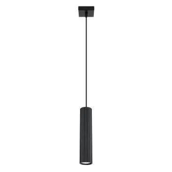 Lampa wisząca KARBON 1 czarna ryflowana