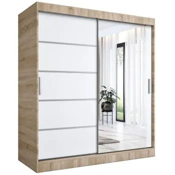 Szafa przesuwna MODUO COMFORT 2 180 dąb sonoma/biała mat z lustrem