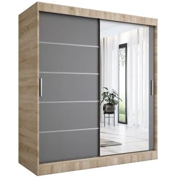 Szafa przesuwna MODUO COMFORT 2 180 dąb sonoma/antracyt z lustrem
