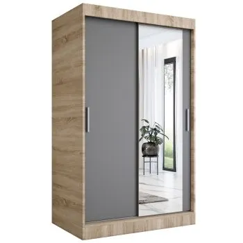 Szafa przesuwna MODUO COMFORT 120 dąb sonoma/antracyt z lustrem po prawej