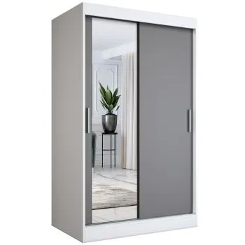Szafa przesuwna MODUO COMFORT 120 biała mat/antracyt z lustrem po lewej