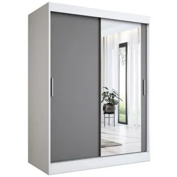Szafa przesuwna MODUO COMFORT 150 biała mat/antracyt z lustrem po prawej