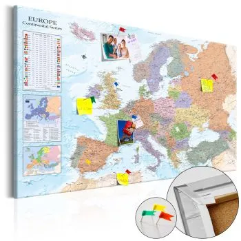 Obraz na korku - Mapy świata: Europa [Mapa korkowa]