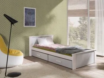 Łóżko dziecięce ICHEL 180x80 białe/szare z szufladami