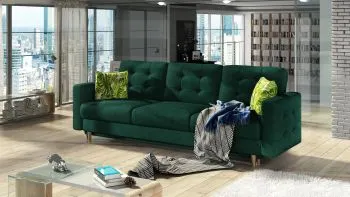 Sofa rozkładana z funkcją spania ASGARD VELVET zielona