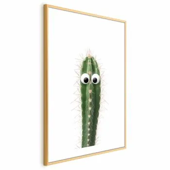 Plakat Żywy kaktus 21x30 cm z ramą złotą z marginesem