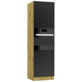 Szafka pod piekarnik ISABEL D60PK/2133 P/L czarny mat/dąb artisan