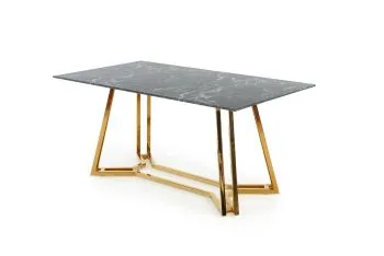 Stół KONAMI 160x90 czarny marmur/złoty