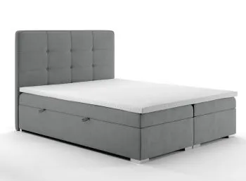 Łóżko kontynentalne TUTO 160x200 szare velvet z pojemnikiem