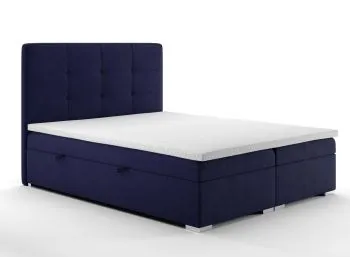 Łóżko kontynentalne TUTO 160x200 granatowe velvet z pojemnikiem