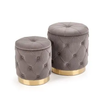 Zestaw puf POLLY VELVET szary