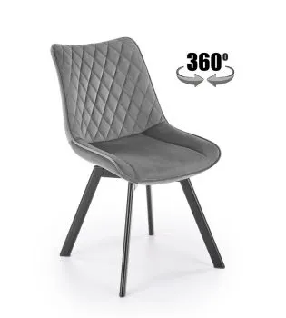 Krzesło tapicerowane K520 VELVET szare obracane