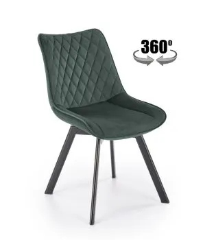 Krzesło tapicerowane K520 VELVET zielone obracane