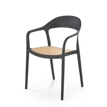 Krzesło K530 czarne/beżowe z tworzywa PVC
