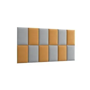 Zestaw 12 paneli tapicerowanych QUADRATTA 180x100 żółty/jasnoszary