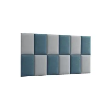 Zestaw 12 paneli tapicerowanych QUADRATTA 180x100 morski/jasnoszary