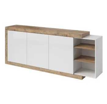 Komoda SINTRA 3D 220cm dąb samdal/biały połysk