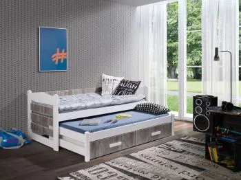 Łóżko dziecięce ARKAS 180x80 białe/zebrano
