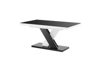 Stół XENON LUX 160(256)x89 czarny połysk/biały połysk mix rozkładany