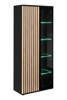 Witryna wysoka CAMERON LED hickory jackson/czarna