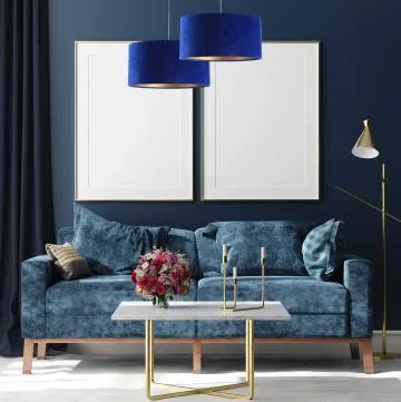 Lampa wisząca HOME 50 niebieska/złota