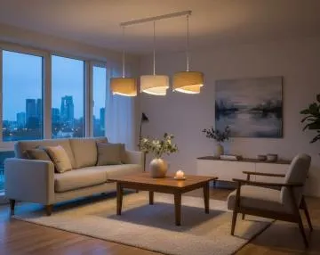 Lampa wisząca na listwie BOHO-CHIC JUTA L3 MIX beżowa/kremowa asymetryczna