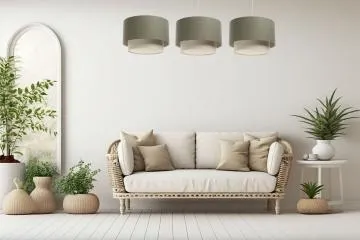 Lampa wisząca ERUTAN DOUBLE RATTAN 60 zielona/kremowa