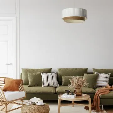 Lampa wisząca DUO LAMI LINE 40x16 biała/jutowa
