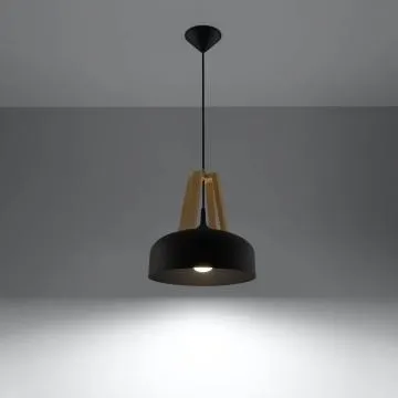 Lampa wisząca CASCO czarna/naturalne drewno