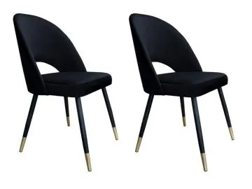 Zestaw krzeseł ISKAR VELVET GOLD 2 szt czarne