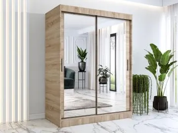 Szafa przesuwna MODUO COMFORT 150 dąb sonoma z dwoma lustrami