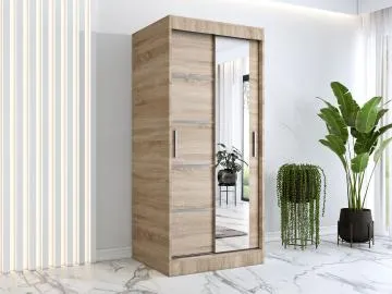 Szafa przesuwna MODUO COMFORT 2 90 dąb sonoma z lustrem