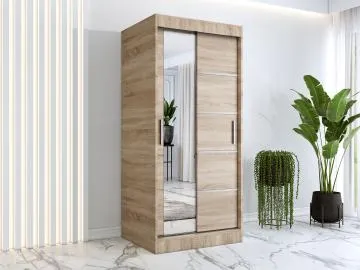 Szafa przesuwna MODUO COMFORT 3 90 dąb sonoma z lustrem
